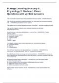 Portage Learning Anatomy & Physiology 2&colon; Module 1 Exam Questions with Verified Answers
