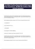 Certified Coding Specialist &lpar;CCS&rpar; Exam Prep Questions -AHIMA 6th Edition With correct answers