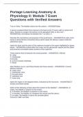Portage Learning Anatomy & Physiology II&colon; Module 7 Exam Questions with Verified Answers
