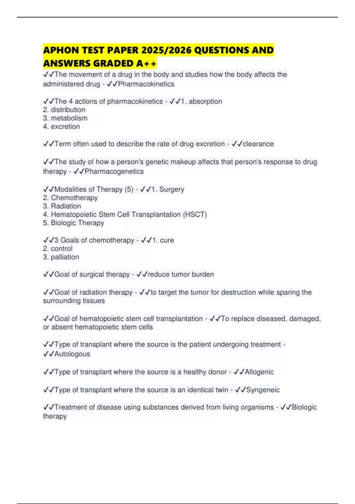 APHON TEST PAPER 2025/2026 QUESTIONS AND ANSWERS GRADED A++ - Aphon ...