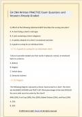 CA CNA Written PRACTICE Exam Questions and  Answers Already Graded 