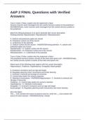 A&P 2 FINAL Questions with Verified Answers