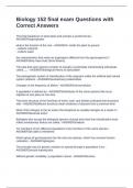 Biology 152 final exam Questions with Correct Answers