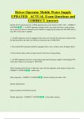 Driver Operator Mobile Water Supply  UPDATED   ACTUAL Exam Questions and  CORRECT Answers 