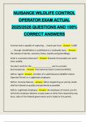NUISANCE WILDLIFE CONTROL OPERATOR EXAM ACTUAL 2025&sol;2026 QUESTIONS AND 100&percnt; CORRECT ANSWERS
