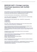 BIOD152 A&P 2 -Portage Learning Final Exam Questions with Verified Answers