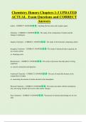 Honors Chemistry   Bundled Exam Questions WITH  CORRECT Answers
