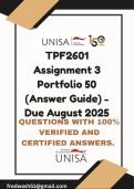 TPF2601 Assignment 3 Portfolio 50 &lpar;Answer Guide&rpar; - Due August 2025