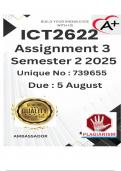ICT2622 Assignment 3 (COMPLETE ANSWERS) Semester 1  2025 (739655) - DUE 5 August 2025