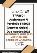 TPF2601 Assignment 4 Portfolio 51 2025 &lpar;Answer Guide&rpar; - Due August 2025