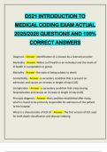 D521 INTRODUCTION TO MEDICAL CODING EXAM ACTUAL 2025&sol;2026 QUESTIONS AND 100&percnt; CORRECT ANSWERS