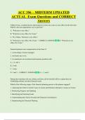 ACC 356 &ndash; MIDTERM UPDATED  ACTUAL  Exam Questions and CORRECT  Answers