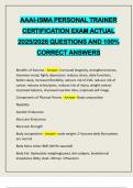 AAAI-ISMA PERSONAL TRAINER CERTIFICATION EXAM ACTUAL 2025&sol;2026 QUESTIONS AND 100&percnt; CORRECT ANSWERS