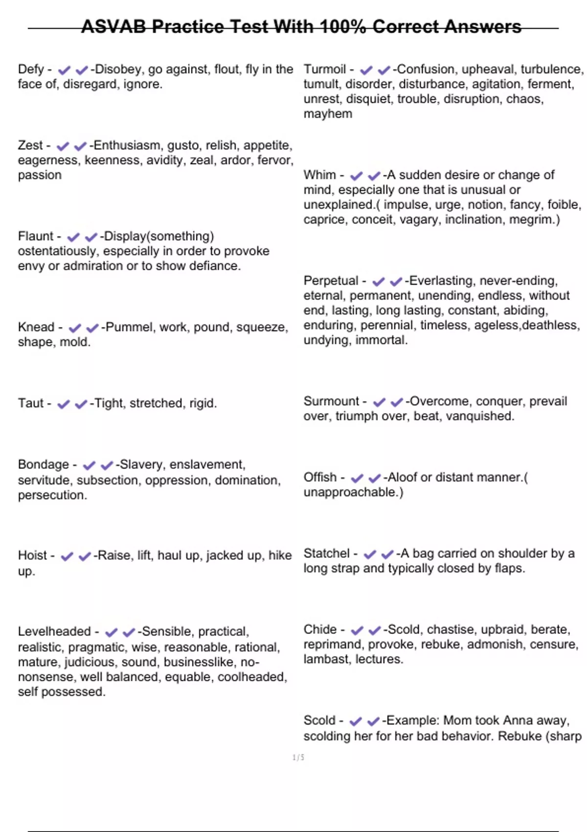ASVAB Practice Test With 100% Correct Answers - ASVAB - Stuvia US