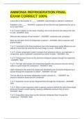 AMMONIA REFRIGERATION FINAL EXAM CORRECT 100&percnt;