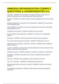 AMMONIA REFRIGERATION CORRECT QUESTIONS & ANSWERS&lpar;RATED A&plus;&rpar;