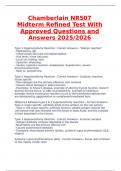 Chamberlain NR507 Midterm Refined Test 2025&sol;2026 &ndash; Approved Questions and Answers for Advanced Pathophysiology