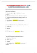 INDIANA PRIMARY INSTRUCTOR EXAM  QUESTIONS AND ANSWERS 2025