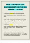 CHSP EXAM PREP ACTUAL 2025&sol;2026 QUESTIONS AND 100&percnt; CORRECT ANSWERS