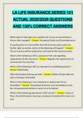 PACKAGE DEAL&colon;&colon;&colon; LA LIFE INSURANCE SERIES 103 EXAMS 2025&sol;2026 QUESTIONS AND 100&percnt; CORRECT ANSWERS
