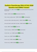 Paediatric Physiotherapy FINAL ACTUAL EXAM  Questions And CORRECT Answers