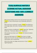 TCEQ SURFACE WATER B LICENSE ACTUAL 2025&sol;2026 QUESTIONS AND 100&percnt; CORRECT ANSWERS