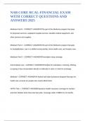 NAB CORE RCAL-FINANCIAL EXAM WITH CORRECT QUESTIONS AND ANSWERS 2025