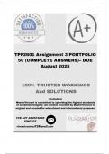 TPF2601 Assignment 3 PORTFOLIO 50 (COMPLETE ANSWERS)– DUE August 2025; 100% correct solutions and explanations.