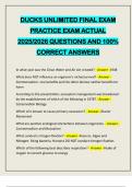 DUCKS UNLIMITED FINAL EXAM PRACTICE EXAM ACTUAL 2025&sol;2026 QUESTIONS AND 100&percnt; CORRECT ANSWERS
