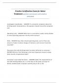 Practice Certification Exam for Water Treatment questions and answers with solutions 2025&sol;2026