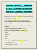 D270 MIDTERM KOLOVU EXAM ACTUAL 2025&sol;2026 QUESTIONS AND 100&percnt; CORRECT ANSWERS