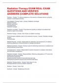 Radiation Therapy EXAM REAL EXAM QUESTIONS AND VERIFIED ANSWERS &vert;COMPLETE SOLUTIONS