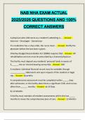 NAB NHA EXAM ACTUAL 2025&sol;2026 QUESTIONS AND 100&percnt; CORRECT ANSWERS