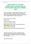 NSG 561-UNIT II&colon; PLATELET&comma;  HEMOSTASIS & COAGULATION DA  REVIEW QUESTIONS AND ANSWERS  2025