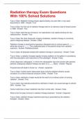 Radiation therapy Exam Questions With 100&percnt; Solved Solutions