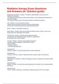 Radiation therapy Exam Questions and Answers &lpar;A&plus; Solution guide&rpar;