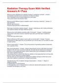 Radiation Therapy Exam With Verified Answers A&plus; Pass