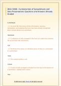 WGU D388 - Fundamentals of Spreadsheets and  Data Presentations Questions and Answers Already  Graded