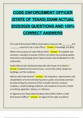 CODE ENFORCEMENT OFFICER &lpar;STATE OF TEXAS&rpar; EXAM ACTUAL 2025&sol;2026 QUESTIONS AND 100&percnt; CORRECT ANSWERS