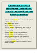 PACKAGE DEAL&colon;&colon;&colon; CODE ENFORCEMENT &lpar;FUNDAMENTALS&rpar; EXAMS 2025&sol;2026 QUESTIONS AND 100&percnt; CORRECT ANSWERS