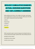 BIOLOGY CUMULATIVE EXAM 80&percnt; ACTUAL 2025&sol;2026 QUESTIONS AND 100&percnt; CORRECT ANSWERS