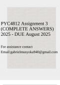 PYC4812 Assignment 3 &lpar;COMPLETE ANSWERS&rpar; 2025 - DUE August 2025