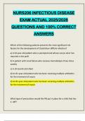 NURS206 INFECTIOUS DISEASE EXAM ACTUAL 2025&sol;2026 QUESTIONS AND 100&percnt; CORRECT ANSWERS