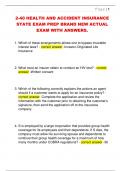 2-40 HEALTH AND ACCIDENT INSURANCE  STATE EXAM PREP BRAND NEW ACTUAL  EXAM WITH ANSWERS&period; 