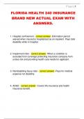 FLORIDA HEALTH 240 INSURANCE  BRAND NEW ACTUAL EXAM WITH  ANSWERS&period;