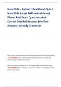 Nurs 5334 - Antimicrobial Recall Quiz &sol; Nurs 5334 Latest 2025 Actual Exam&vert; Pharm Real Exam Questions And Correct Detailed Answers &lpar;Verified Answers&rpar; Already Graded A&plus;