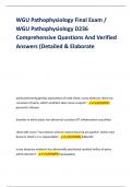WGU Pathophysiology Final Exam &sol; WGU Pathophysiology D236 Comprehensive Questions And Verified Answers &lpar;Detailed & Elaborate