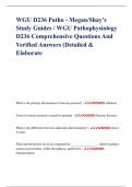 WGU D236 Patho - Megan&sol;Shay&rsquo;s Study Guides &sol; WGU Pathophysiology D236 Comprehensive Questions And Verified Answers &lpar;Detailed & Elaborate