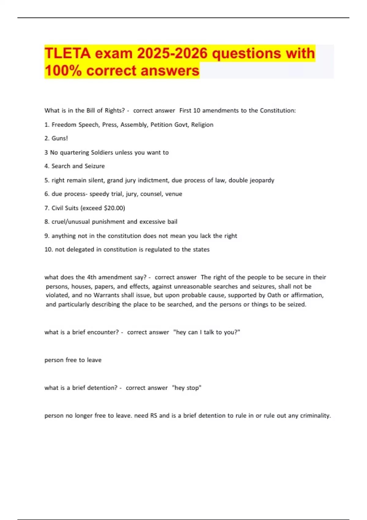 TLETA exam questions with 100- correct answers - TLETA - Stuvia US