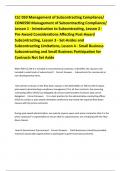 CLC 059 Management of Subcontracting Compliance&sol; CON0590 Management of Subcontracting Compliance&sol; Lesson 1 - Introduction to Subcontracting&comma; Lesson 2 - Pre-Award Considerations Affecting Post-Award Subcontracting&comma; Lesson 3 - Set-Asides and Subcontracting 